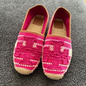Tory Burch Pink and Tan Espadrilles